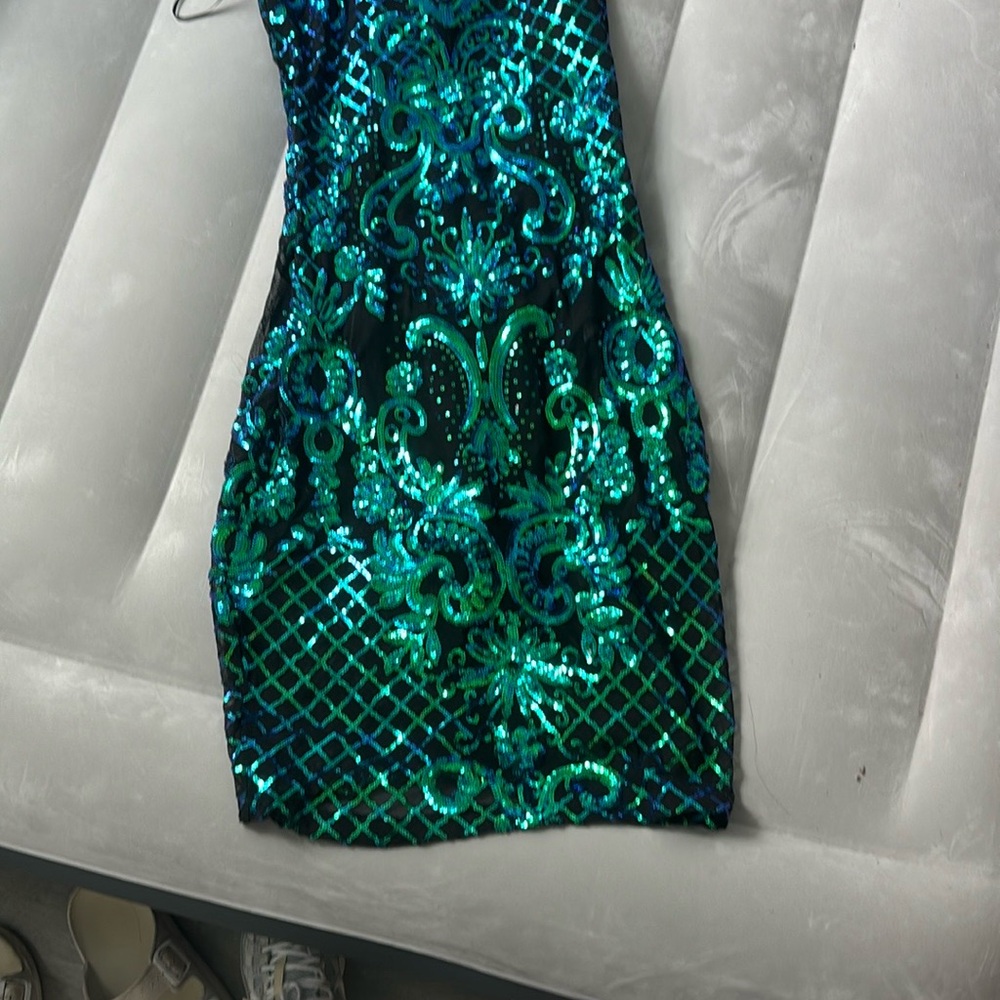 Banjul Green and Blue Sequin Mini Dress